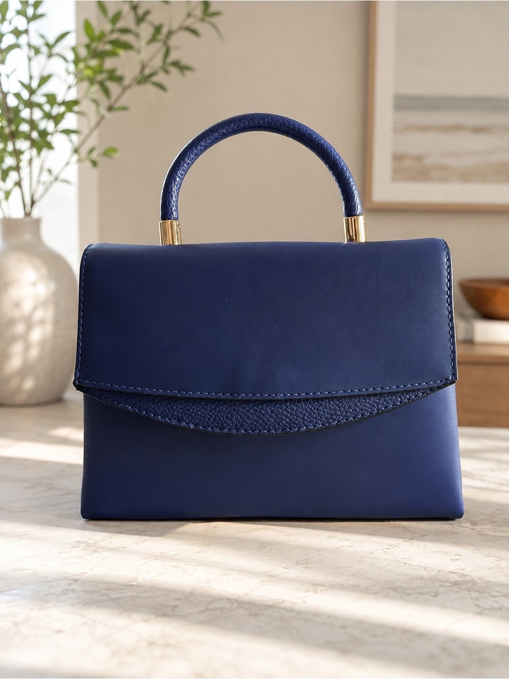 A New Day Navy Blue Structured Handbag